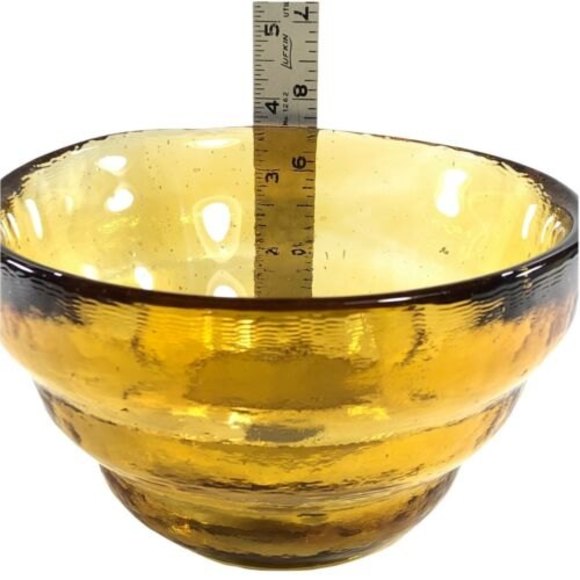 Beehive Heavy Amber Recycled Glass Bowl 6 1/2” Dia x 3 7/8-in H - Picture 6 of 8